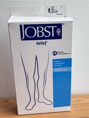 NEW JOBST Relief Compression Thigh High Firm Support 15-20mmHg beige Large